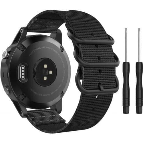 NATO Watchband Nylon Strap Black Ring Buckle 22 26mm Replacement Band For Garmin Fenix 3 HR 5 6 plus pro Watch Accessories