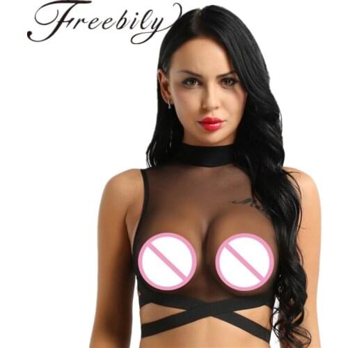 Sexy Sheer Women Crop Tops Erotic Temptation See Through Sleeveless Tank Tops Summer Criss Cross Zipper Back Ladies Crop Tops