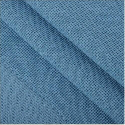 Width 68" Fashionable Soft Pure Color Knitted Waffle Polyester Cotton Fabric By The Yard For T-shirt Casual Wear Material