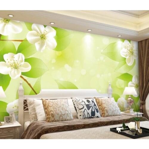 Modern Custom 3D Wallpaper Green leaf European modern minimalist background wall Wallpaper Mural Painting For Living Room