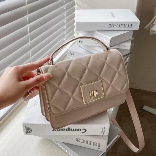 Plaid Diamond Messenger Bag 2021 Fashion New High Quality PU Leather Womens Simple Designer Handbag Chain Casual Shoulder Bags