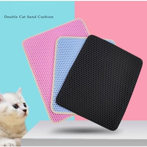 Waterproof Pet Cat Litter Mat Double-Layer Bottom Non-slip Washable Foldable Pet Litter Catcher Mat Easy Clean Pet Toilet Pad