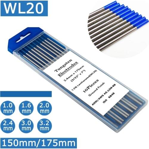 WL20 2% Thoriated Tungsten Electrodes TIG Welding Rods 1.0/1.6/2.0/2.4/3.0/3.2 Welding Electrodes Low Temperature Set 150/175mm