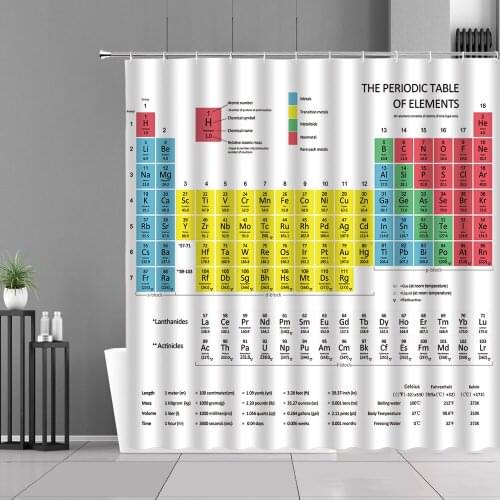 Children Room Shower Curtain Chemical Periodic Table Of Elements Bath Curtains Kids Student Home Bathroom Decor Waterproof Cloth