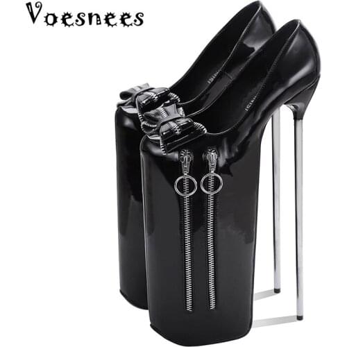 Voesnees Stiletto Women Shoes 2020 New Butterfly-knot Waterproof Platform High Heels30cm Female Round Toe Steel Tube Dance pumps