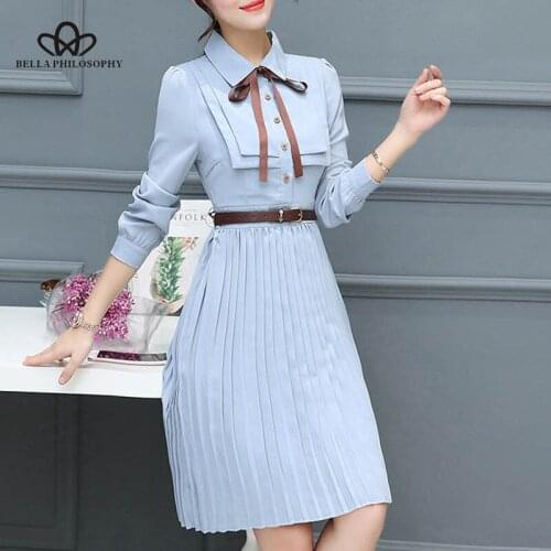 Bella Philosophy ladies Autumn New Chiffon Midi Dress Korean Dresses 2019 Elegant Women Long Sleeve Dress