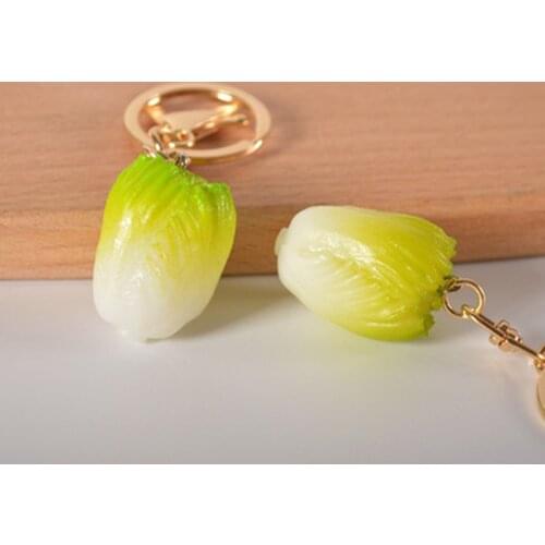 ZOCDOU 1 Piece PVC Simulation Fruit Cabbage Keychain Small Statue Little Figurine Crafts Figure Ornament Miniatures
