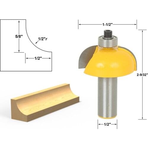 1pcs Cove Edging and Molding Router Bit - 1/2" Radius - 1/2" Shank