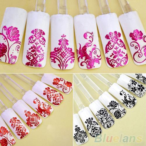 108 Pcs 3D Flower Decal Stickers Nail Art Tip Stamping Manicure DIY Decoration