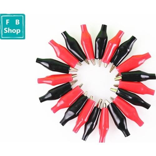 20pcs 28MM Metal Alligator Clip G98 Crocodile Electrical Clamp for Testing Probe Meter Black and Red