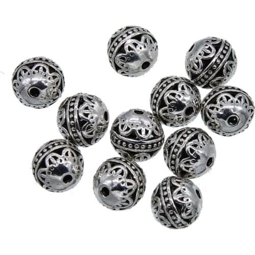 20pcs 11mm Spacer Beads Antique Silver Plated Loose Beads for Jewelry Making Bracelet Jewelry Accessories Handmade Craft