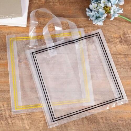 50pcs Thick Large Plastic Bags Shopping Bags Jewelry Apparel Food Bread cake Packaging Bags Plastic Gift Bag with Handle
