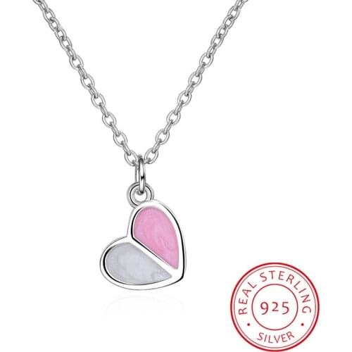 925 Sterling Silver Necklace Ice Cream Heart Chain Necklace For Women Girl collares choker Good Friend Gift S-N225