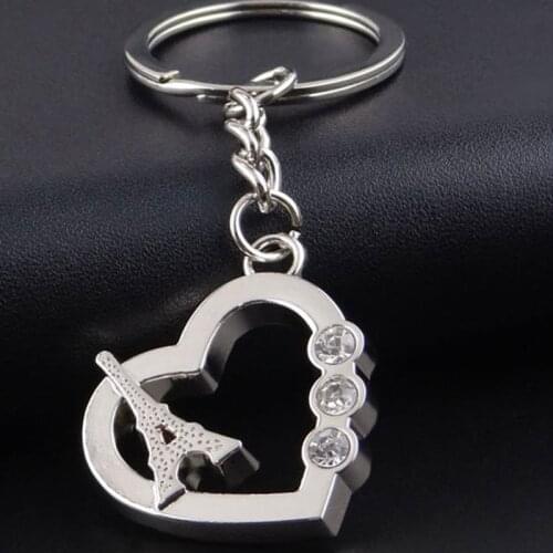 Heart Keychain-shaped Eiffel Tower Key Chain Women Car KeyRing Simple New Valentines Day Gifts K2075