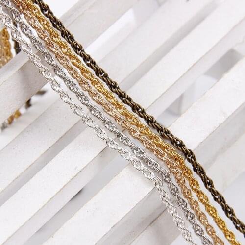 5/lot Width 2.2mm Metal Iron Link Chains Bulk Gold Silver Color Necklace Chain Bracelet Findings For Jewelry Making