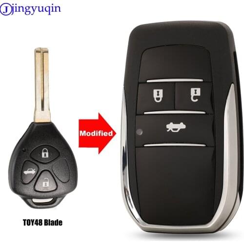 Jingyuqin Modified 2B Car Key Shell Case For Toyota Corolla Yaris Prado Tarago Camry RAV4 REIZ Crown Avalon Venza TOY48 Blade