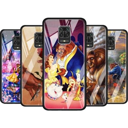 Beauty and the beast for Xiaomi Redmi Note 10 Pro Max 10S 9T 9S 9 8T 8 7 Pro 5G Luxury Tempered Glass Phone Case Cover