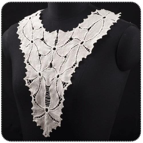 Flower collar water-soluble White lace embroidery DIY wedding dress, skirt, headgear, garment accessories MC07