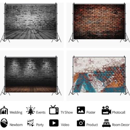 Rustic Vintage Shabby Brick Wall Wood Plank Backdrops Unique Art Photo Background Decorations for Photography Photocall