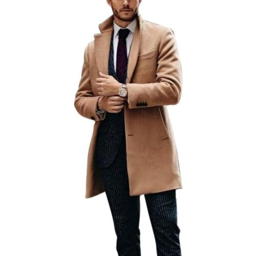 Double-Sided Coat Woolen Windbreaker Mens 2020 Jacket Mens Slim Fit Windbreak Mid-Length Coat Men Winter Coats Homme Plus Size