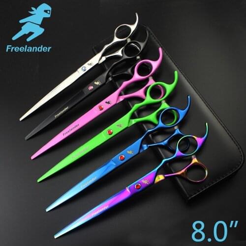 Freelander professional 8.0 inches Japan 440C dog hair grooming scissors Cutting scissors Pet shearing Pet hairdressing scissors