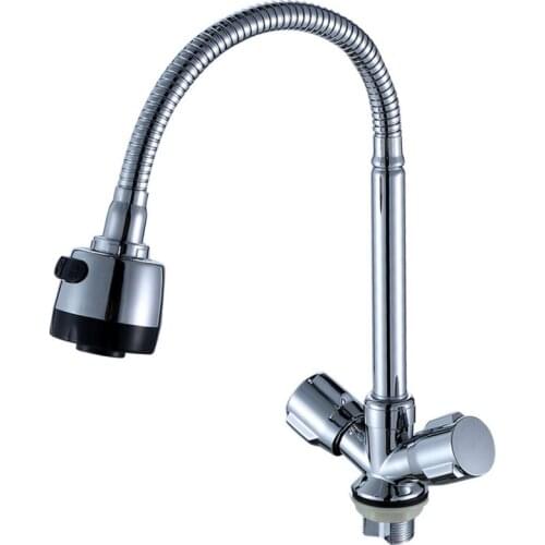 Free shipping Dual handle chrome kitchen faucet with zinc alloy kitchen sink faucet by hot cold kitchen water tap