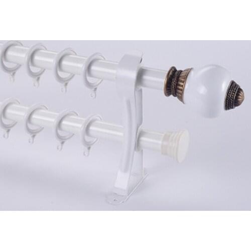 Quality Pure hand-made paint 28+28mm 1.125-IN dia. high density double curtain aluminum rod +URN finials+brackets Good loading