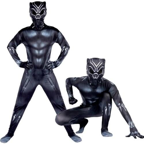 Halloween Anime Superhero Black Kids Panther Spiderman Venom Cosplay Costume Boy Girl Jumpsuit Children Halloween Party Bodysuit