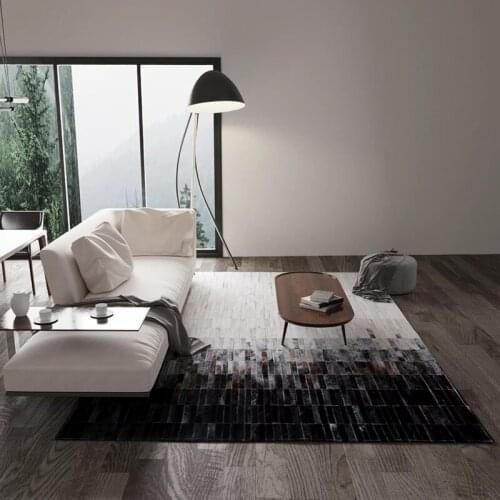 Natural cow skin hide fur carpet for living room luxury cowhide seamed striped rug big size decoration office carpet