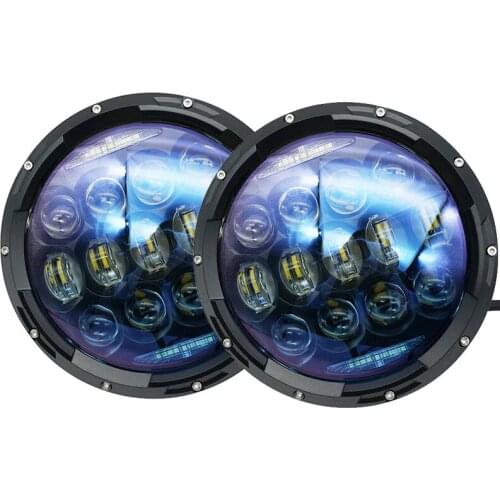Ladiami130W 7"Inch LED Headlights 7Inch Bucket Trim Ring Bracket Blue Lens DRL/amber Halo Bracke Turn Signal for Jeep
