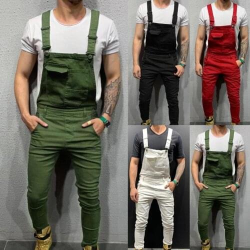 Hot Sales Men Jumpsuit Solid Color Multi Pockets Overalls Full Length Mid Rise Cargo Jumpsuit for Working