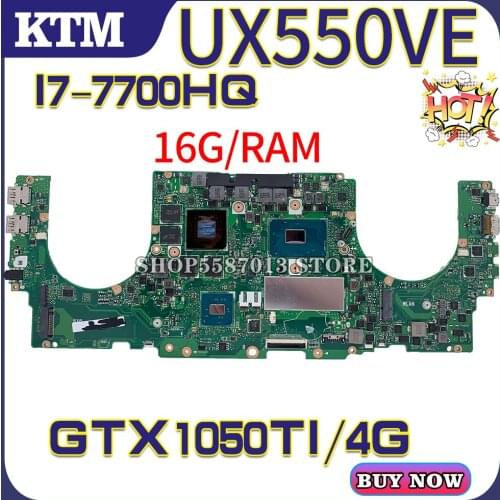 Ux550V for ASUS ZenBook Pro UX550 UX550VD UX550VE UX550VW laptop motherboard mainboard test OK I7-7700H cpu GTX1050TI/4G 16GB