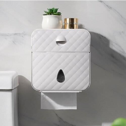 Multifunctional Toilet Paper Holder Waterproof Wall-Mounted Punch-Free Toilet Paper Storage Box