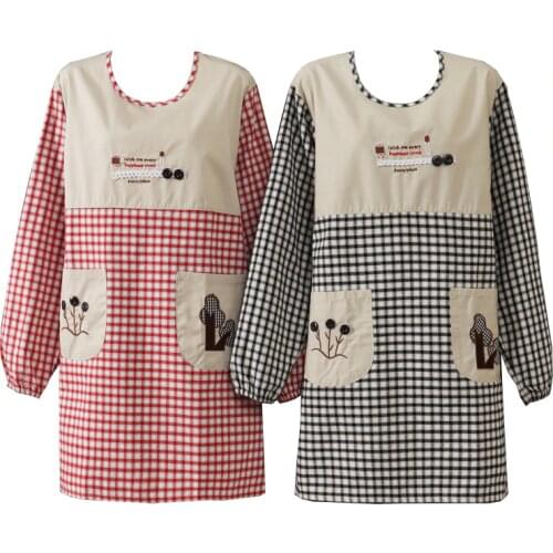 Fashionable Breathable Pure Cotton Kitchen Cooking Long Sleeve Apron Oil-Proof Anti-Fouling Mens and Womens Work Clothes