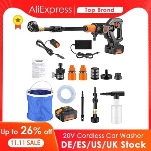 EU UK US 20V Cordless Pressure Washer,435PSI Portable Car Cleaner with 3Ah Li-Ion Battery,Multifunction Foldable Bucket Foam Pot
