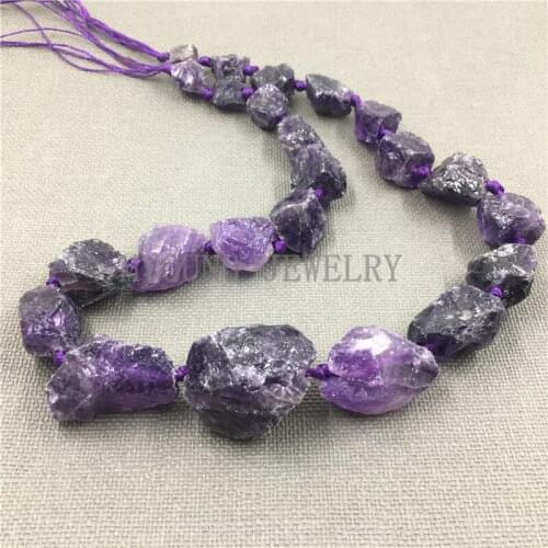 MY1128 Mix Size Freeform Unground Amethysts beads,Purple Crystal Loose beads 15'strand
