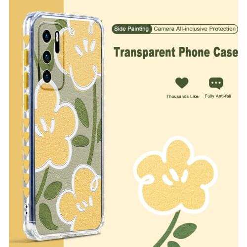 ASINA Soft TPU Case For Huawei P40 Lite P30 Pro Cover Cartoon Color Contrast Transparent Couple Cases For Nova 7 8 SE Pro Capa