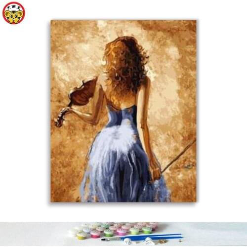 Diy oil painting by numbers art paint by number Violinist bedroom decoration painting