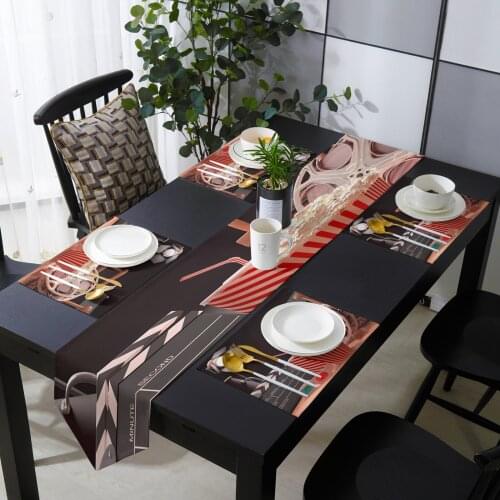 Popcorn Movie Glasses Table Runner Placemats Set for Home Kitchen Dining Table Wedding Party Holiday Dinner Decoration