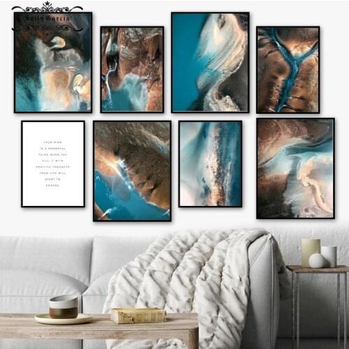 Natural Scenery Poster Mountain River Aerial View Wall Art Canvas Painting Nordic Prints Wall Pictures for Living Room Decor