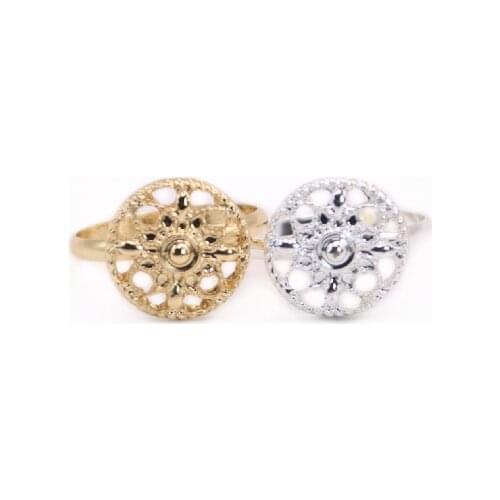 New Round Flower Ring Simple Circular pattern style Hand-welded Copper Ring Design Environmental Protection Material