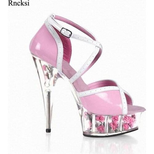 Rncksi Beautiful Flower Detail 15CM High Heel Platforms Pole Dance/Performance /Star /Model, Sandals Party / Wedding Sandals