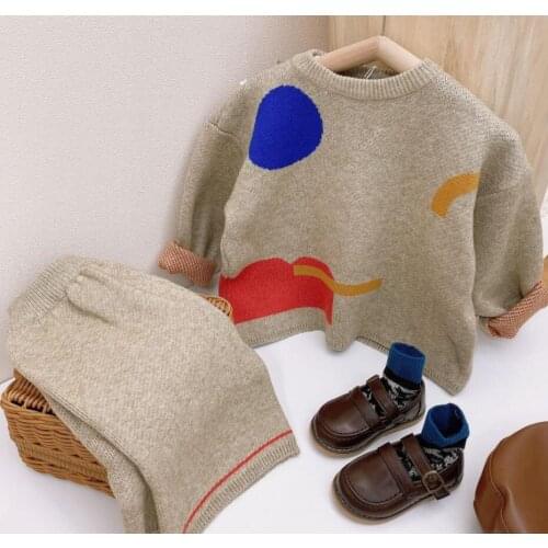 Girls Sweater Winter Clothing Sets For 2 3 4 5 5 6 7Years Baby Winter Spring Knitted Jersey Coats+Pants High quality