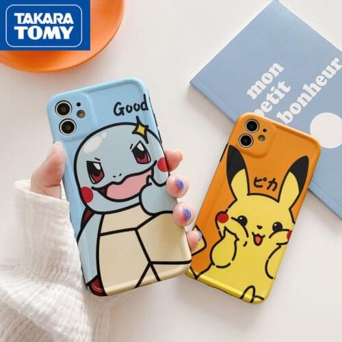 TAKARA TOMY Pokemon Pikachu Cute Silicone Phone Case for iPhone 7/8P/X/XR/XS/XSMAX/11/12Pro/12min Phone Couple Case Cover