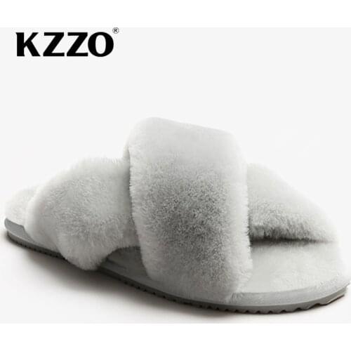 100% Natural Sheepskin Winter Warm Fur Slippers 2021 fashion Women Home Shoes Indoor wool Slipper Non-slip Casual Slippers