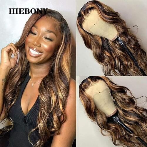 Highlight 1B27 Loose Wave Lace Front Human Hair Wigs with Baby Hair Brazilian 13x6 Highlight Wavy Lace Front Wigs Bleached Knots