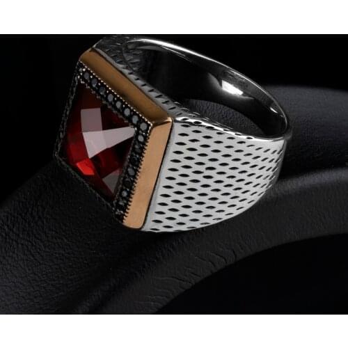 High-quality 925 Sterling Silver Zircon stone ring Jewelry Made in Turkey in a luxurious way for men with gift / rings onyx