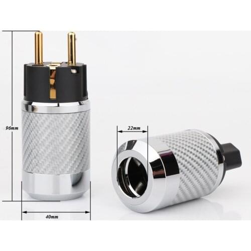WCF2-EG Hi-End Carbon Fiber Gold Plated European standard AC Power Plug IEC Female Plug DIY Mains Power cable
