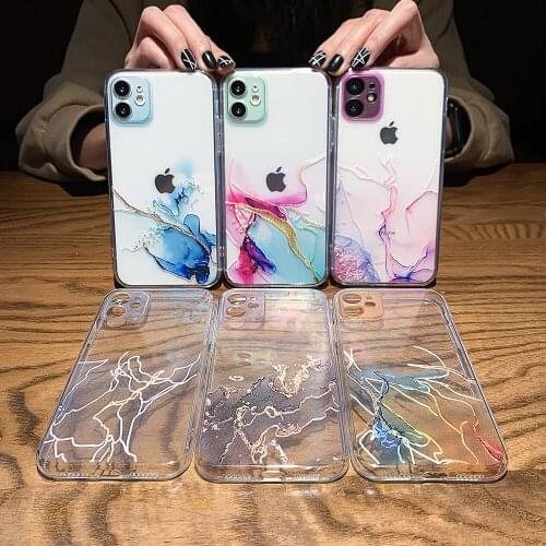 Marble Texture Clear Camera Protection Phone Case For iPhone 11 12 Pro Max Mini X XS XR 7 8 6 6s Plus SE2020 Soft TPU Back Cover