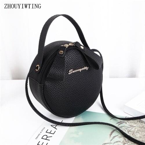 Women Small Round Shoulder Bag Pu Mini Designer Handbags Female Crossbody Bags Purse Clutch Cell Phone Wallet Pouch Ladies Totes